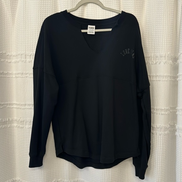 Black vneck cotton sweatshirt - Picture 3 of 5